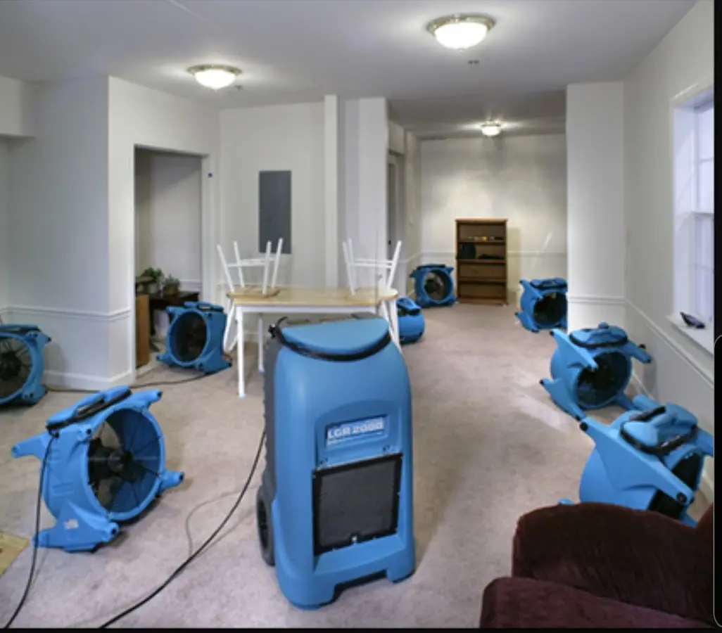 Air movers and dehumidifier setup for Water Extraction & Removal in Meraux